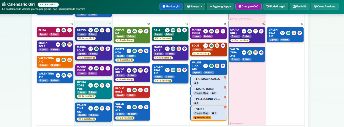 gestisci_giorno Calendario Giri con le giornate degli operatori