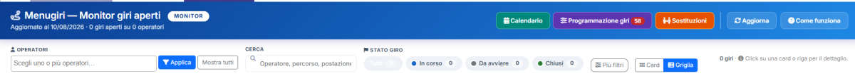 monitor_giri_sostituzioni Monitor giri aperti con pulsante Sostituzioni