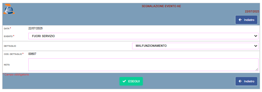 Fuori servizio sistema master