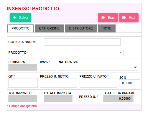 prodotto Buono di consegna da pc