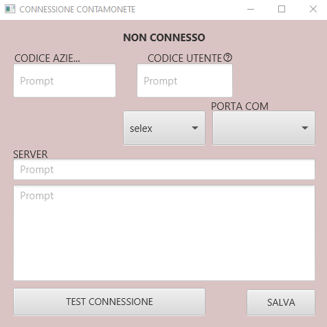 vmconnect Configurazione contamonete