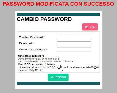 Cambio password di accesso Vending Manager