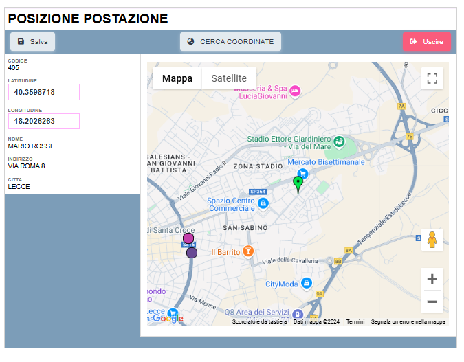 coord004 Preleva coordinate postazione (punto vendita) da PC – Posizione