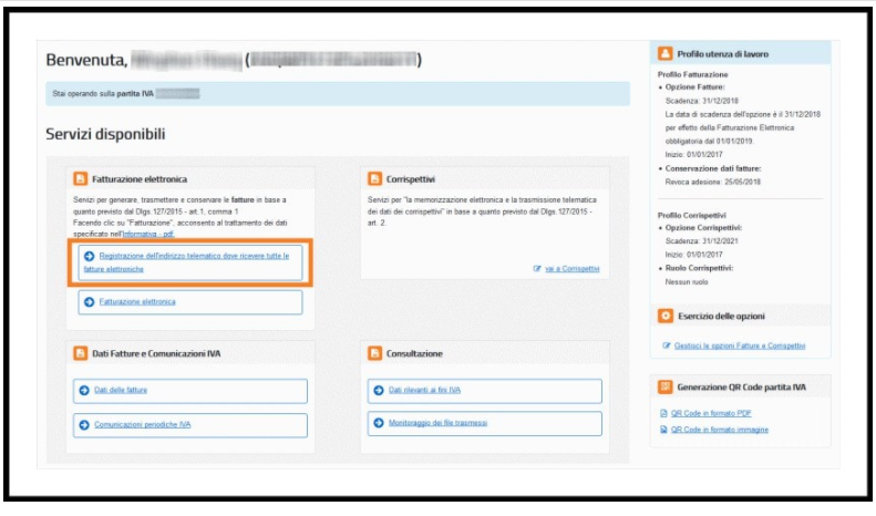 Registrazione proprio CODICE DESTINATARIO/CODICE SDI in Agenzia delle Entrate