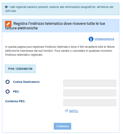 Registrazione proprio CODICE DESTINATARIO/CODICE SDI in Agenzia delle Entrate