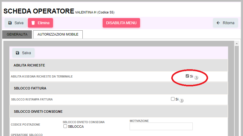 Assegna richieste da smartphone