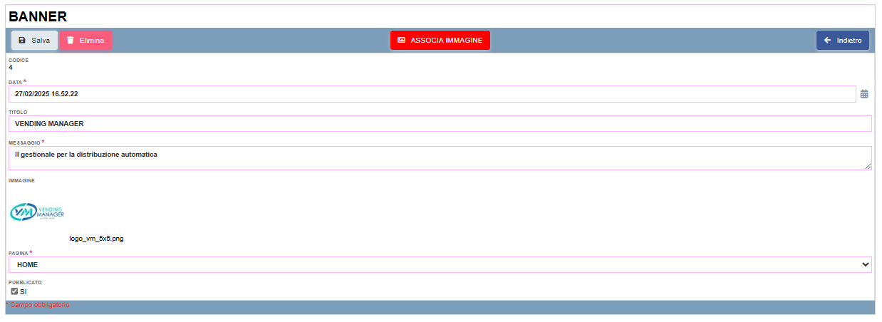Configurazione banner per web app Il Caffè