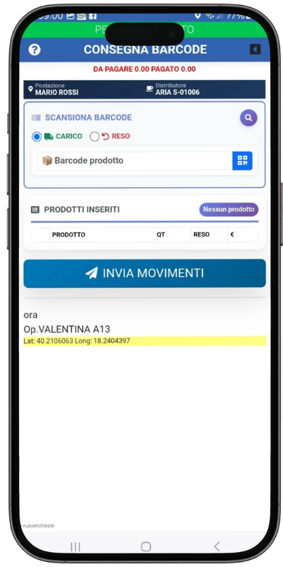 Carico prodotti con BARCODE