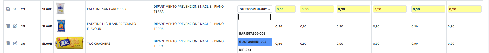 Imposta prezzi su modulo Matipay